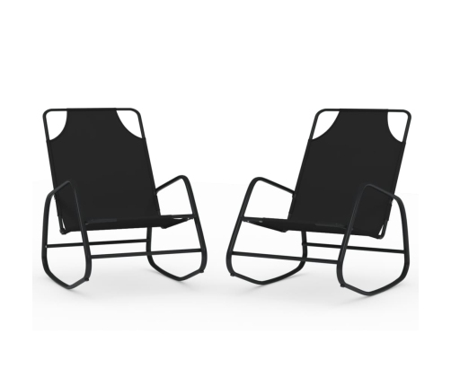 vidaXL sauļošanās šūpuļkrēsli, 2 gab., melni, tērauds un tekstilēns