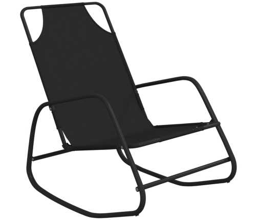 vidaXL sauļošanās šūpuļkrēsli, 2 gab., melni, tērauds un tekstilēns