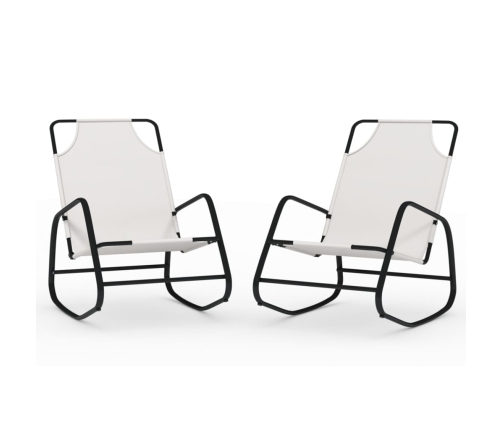 vidaXL sauļošanās šūpuļkrēsli, 2 gab., tērauds, krēmkrāsas tekstilēns