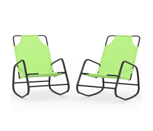 vidaXL sauļošanās šūpuļkrēsli, 2 gab., tērauds, zaļš tekstilēns