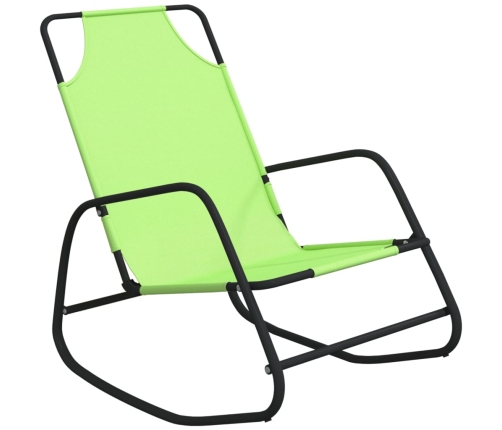 vidaXL sauļošanās šūpuļkrēsli, 2 gab., tērauds, zaļš tekstilēns