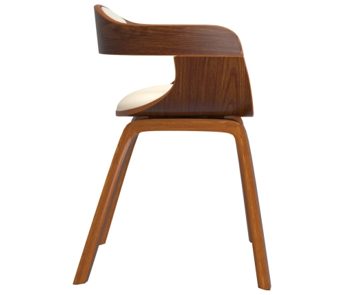 vidaXL virtuves krēsls, liekts koks un krēmkrāsas mākslīgā āda