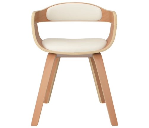 vidaXL virtuves krēsls, liekts koks un krēmkrāsas mākslīgā āda