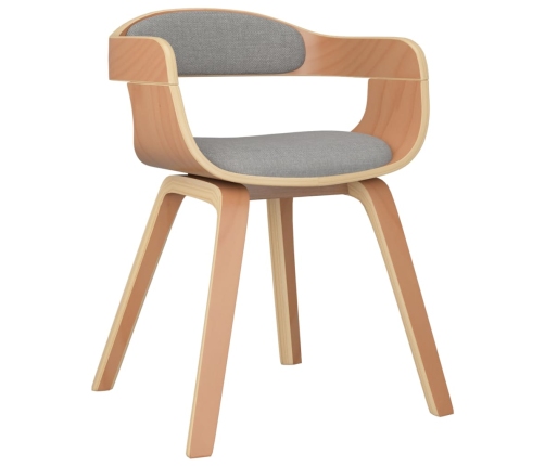 vidaXL virtuves krēsls, izliekts koks un pelēkbrūns audums