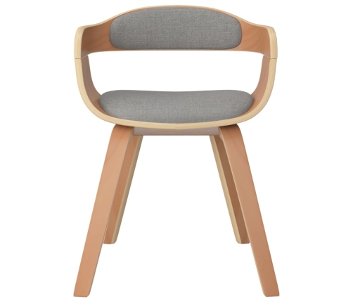 vidaXL virtuves krēsls, izliekts koks un pelēkbrūns audums