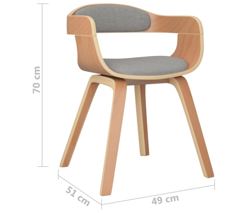 vidaXL virtuves krēsls, izliekts koks un pelēkbrūns audums