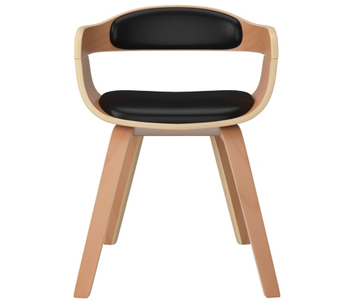 vidaXL virtuves krēsli, 2 gab., liekts koks un melna mākslīgā āda