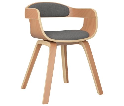 vidaXL virtuves krēsli, 2 gab., liekts koks un gaiši pelēks audums