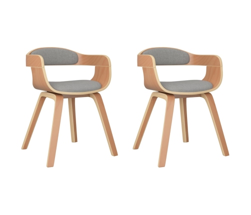 vidaXL virtuves krēsli, 2 gab., liekts koks un pelēkbrūns audums