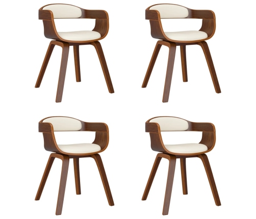 vidaXL virtuves krēsli, 4 gab., liekts koks un krēmkrāsas mākslīgā āda