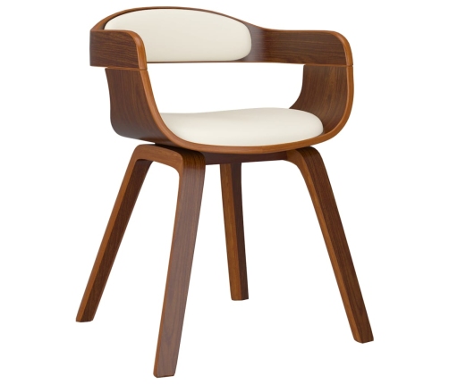 vidaXL virtuves krēsli, 4 gab., liekts koks un krēmkrāsas mākslīgā āda