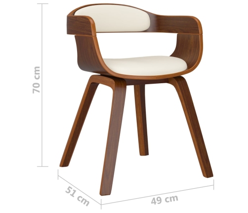 vidaXL virtuves krēsli, 4 gab., liekts koks un krēmkrāsas mākslīgā āda