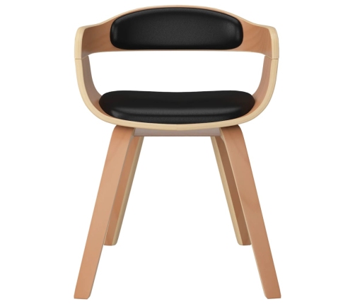 vidaXL virtuves krēsli, 4 gab., liekts koks un melna mākslīgā āda