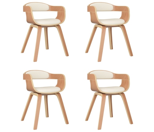 vidaXL virtuves krēsli, 4 gab., liekts koks un krēmkrāsas mākslīgā āda
