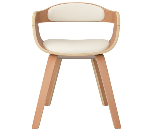 vidaXL virtuves krēsli, 4 gab., liekts koks un krēmkrāsas mākslīgā āda