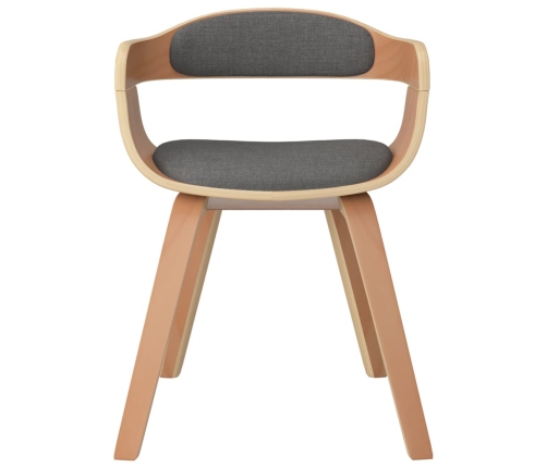 vidaXL virtuves krēsli, 4 gab., liekts koks un gaiši pelēks audums