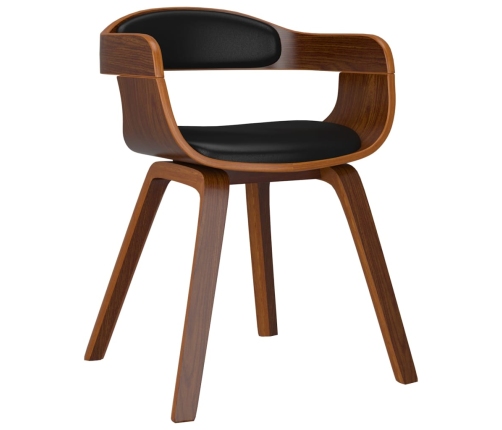 vidaXL virtuves krēsli, 6 gab., liekts koks un melna mākslīgā āda