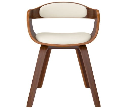 vidaXL virtuves krēsli, 6 gab., liekts koks un krēmkrāsas mākslīgā āda