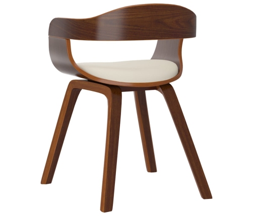 vidaXL virtuves krēsli, 6 gab., liekts koks un krēmkrāsas mākslīgā āda