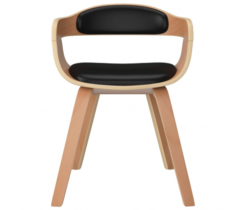 vidaXL virtuves krēsli, 6 gab., liekts koks un melna mākslīgā āda