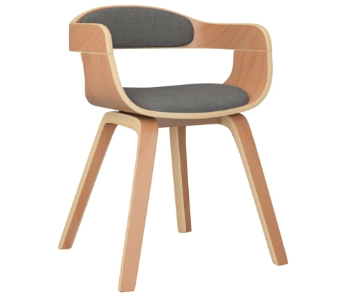 Virtuves Krēsli, 6 Gab., Liekts Koks Un Gaiši Pelēks Audums Vidaxl