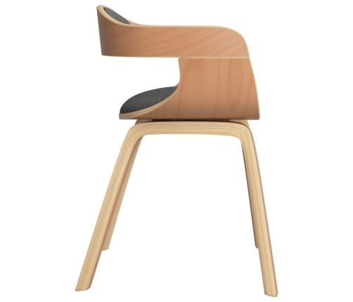 Virtuves Krēsli, 6 Gab., Liekts Koks Un Gaiši Pelēks Audums Vidaxl