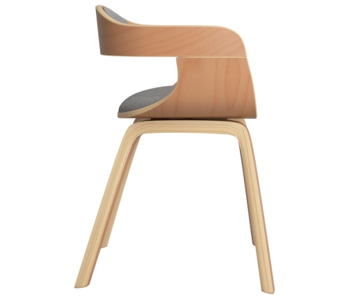 vidaXL virtuves krēsli, 6 gab., liekts koks un pelēkbrūns audums