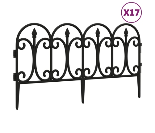 vidaXL zāliena apmales, 17 gab., melnas, 10 m, PP