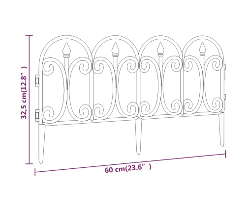 vidaXL zāliena apmales, 17 gab., melnas, 10 m, PP