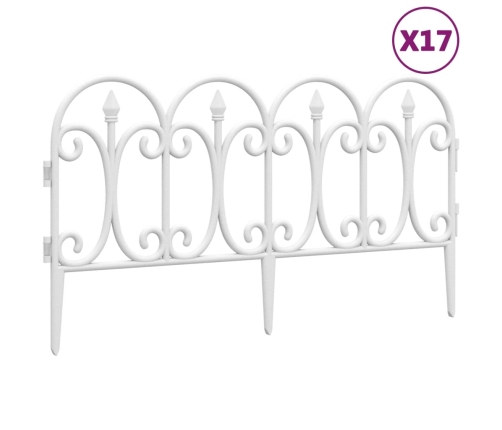 vidaXL zāliena apmales, 17 gab., baltas, 10 m, PP