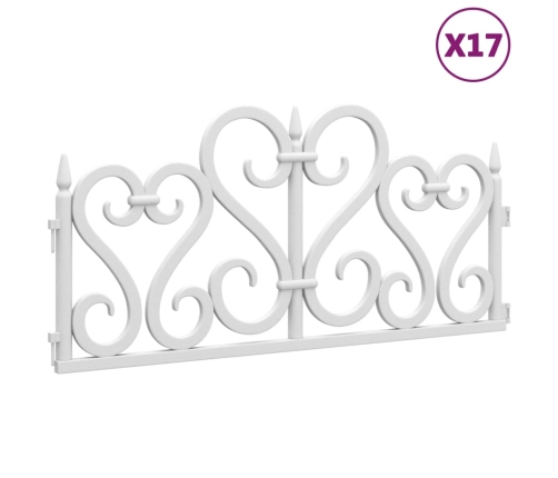 vidaXL zāliena apmales, 17 gab., baltas, 10 m, PP