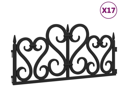 vidaXL zāliena apmales, 17 gab., melnas, 10 m, PP