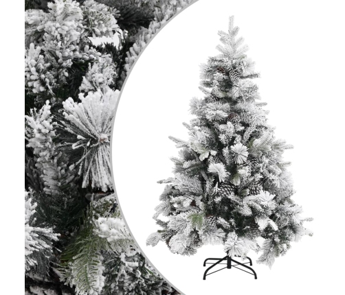 Ziemassvētku Egle Ar Čiekuriem Un Sniegu, 150 Cm, Pvc Un Pe Vidaxl