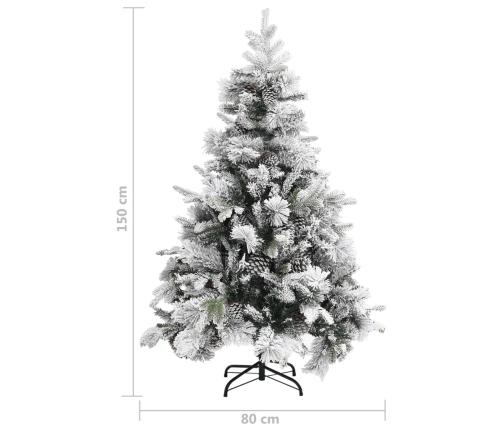 Ziemassvētku Egle Ar Čiekuriem Un Sniegu, 150 Cm, Pvc Un Pe Vidaxl