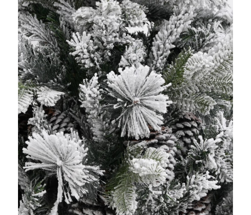 vidaXL Ziemassvētku egle ar čiekuriem, sniegu, 225 cm, PVC un PE