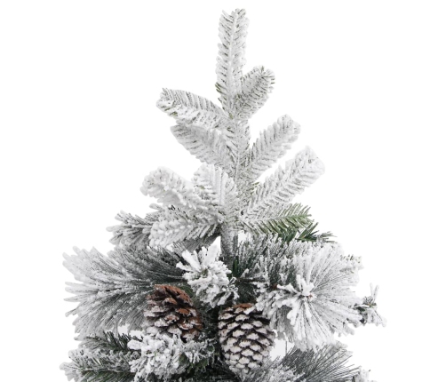 vidaXL Ziemassvētku egle ar čiekuriem, sniegu, 225 cm, PVC un PE
