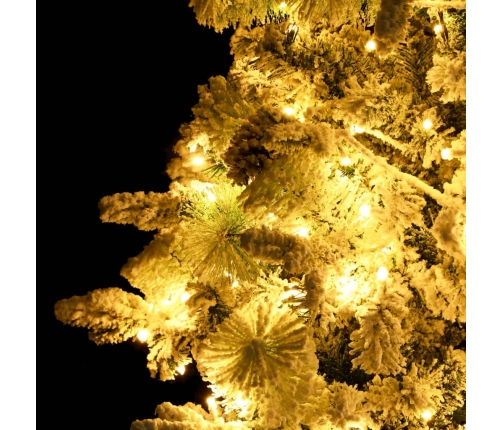 vidaXL Ziemassvētku egle ar čiekuriem, sniegu, 225 cm, PVC un PE