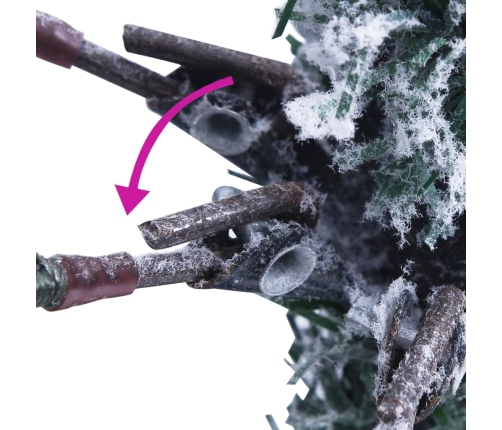 vidaXL Ziemassvētku egle ar čiekuriem, sniegu, 225 cm, PVC un PE