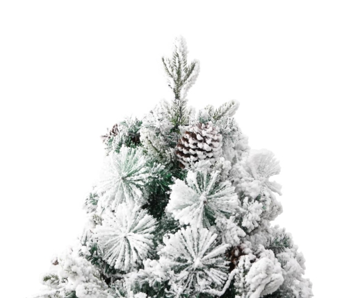 vidaXL Ziemassvētku egle ar čiekuriem, sniegu, 225 cm, PVC un PE