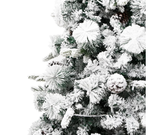 vidaXL Ziemassvētku egle ar čiekuriem, sniegu, 225 cm, PVC un PE