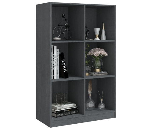 vidaXL grāmatu plaukts, pelēks, 70x33x110 cm, priedes masīvkoks