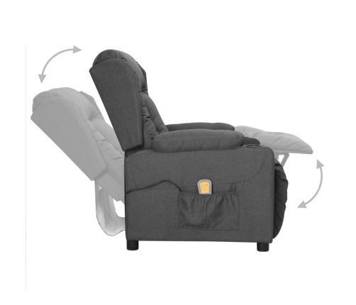 vidaXL masāžas krēsls, paceļams, tumši pelēks audums