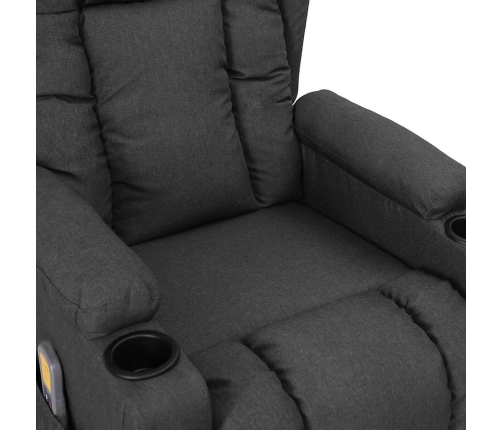 vidaXL masāžas krēsls, paceļams, tumši pelēks audums