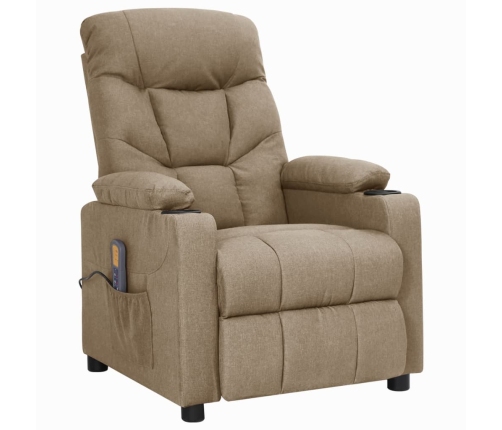 vidaXL masāžas krēsls, paceļams, pelēkbrūns audums