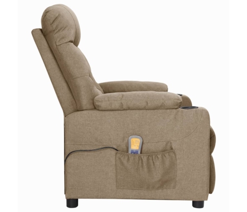 vidaXL masāžas krēsls, paceļams, pelēkbrūns audums