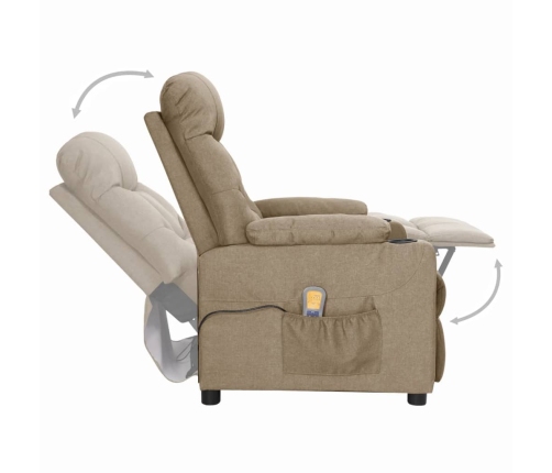 vidaXL masāžas krēsls, paceļams, pelēkbrūns audums