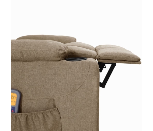 vidaXL masāžas krēsls, paceļams, pelēkbrūns audums