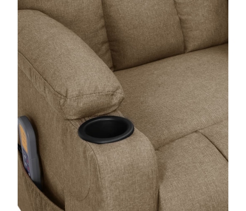 vidaXL masāžas krēsls, paceļams, pelēkbrūns audums