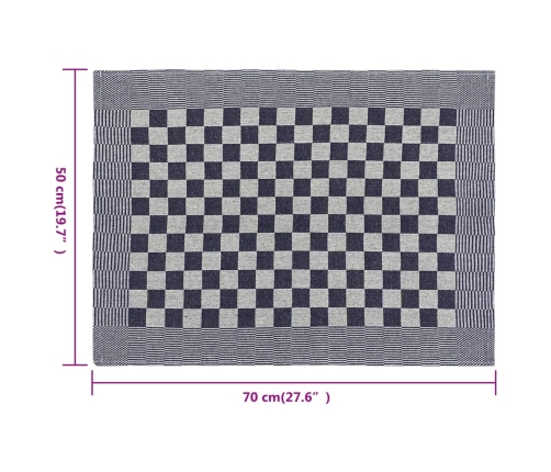 vidaXL virtuves dvieļi, 20 gab., zili un balti, 50x70 cm, kokvilna