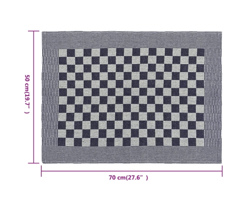 vidaXL virtuves dvieļi, 50 gab., zili un balti, 50x70 cm, kokvilna